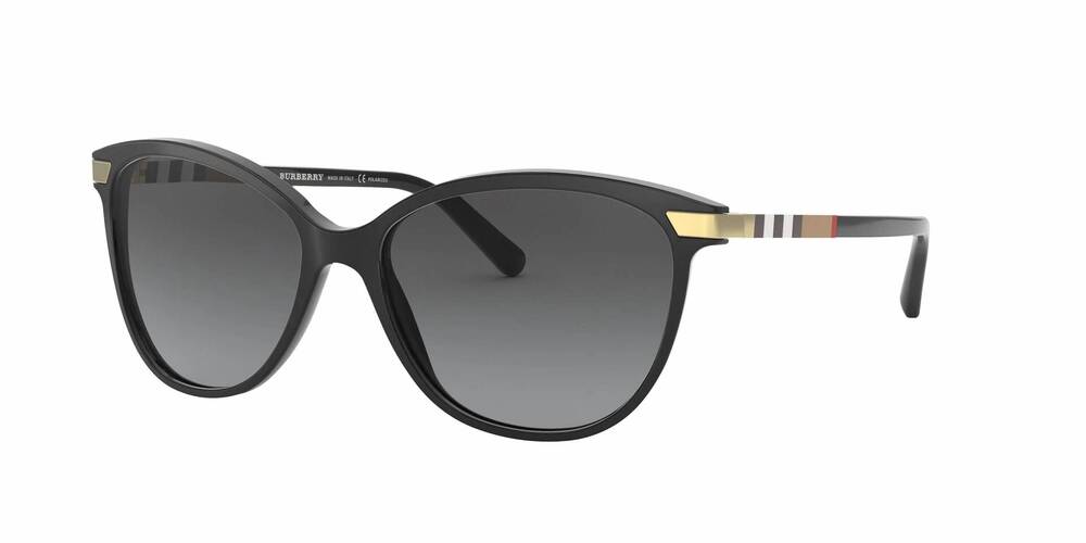 NEW BURBERRY women's cat eye shape acetate sunglasses in black / gradient grey p